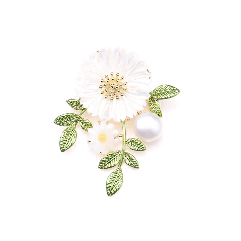 Broche romántico de margaritas y perlas para mujer