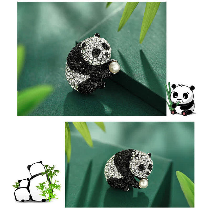 Broche brillante de panda para mujer