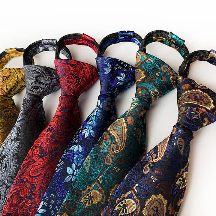 Corbata con cremallera y diseño retro de cachemira para hombre