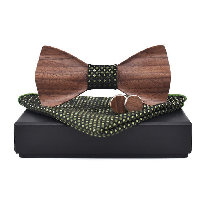 Juego de 3 pajaritas de madera de nogal negro para hombre