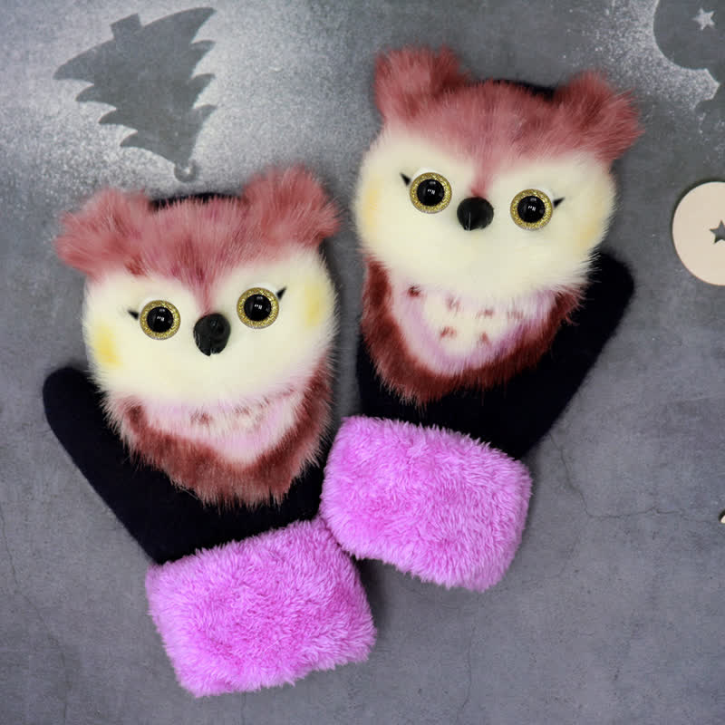 Guantes de mujer con pelo de animalito bonito.