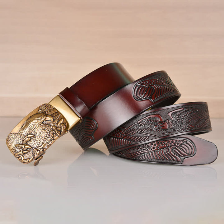 Cinturón de cuero con hebilla automática Mighty Eagle Sharp Claw para hombre
