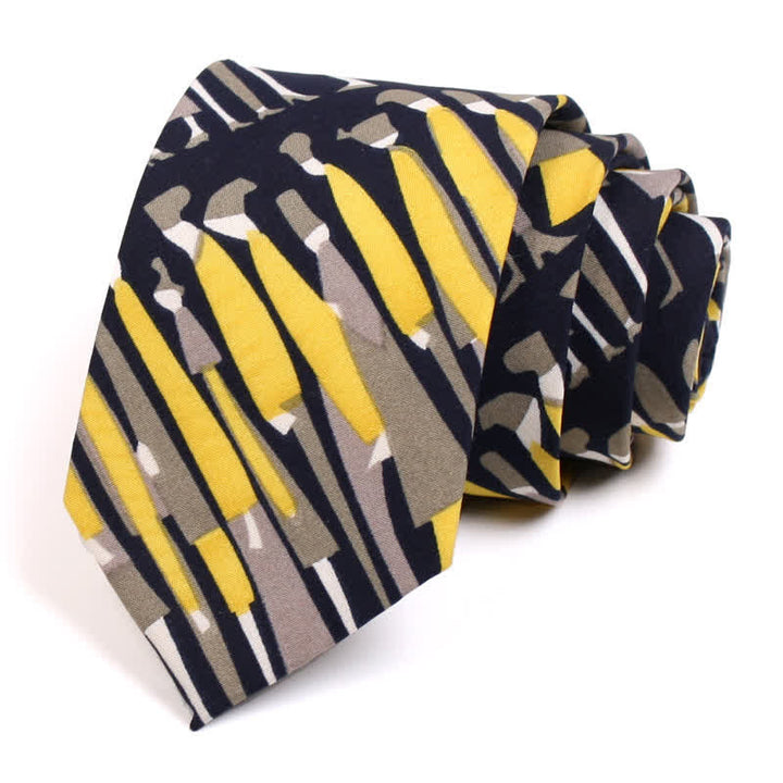 Corbata de hombre con multitudes en negro y amarillo
