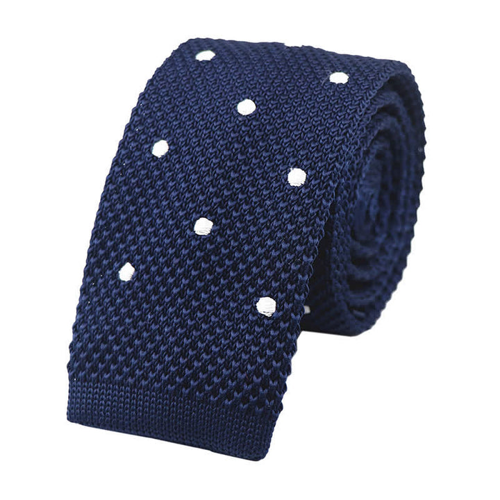 Corbata de punto con lunares blancos para hombre