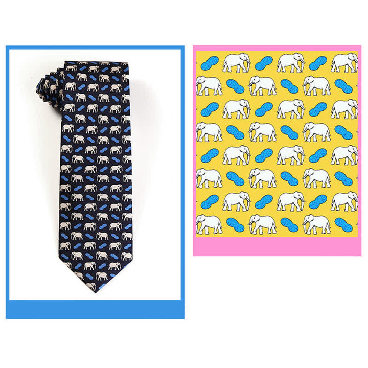Corbata de seda pura con motivos de animales bailando para hombre