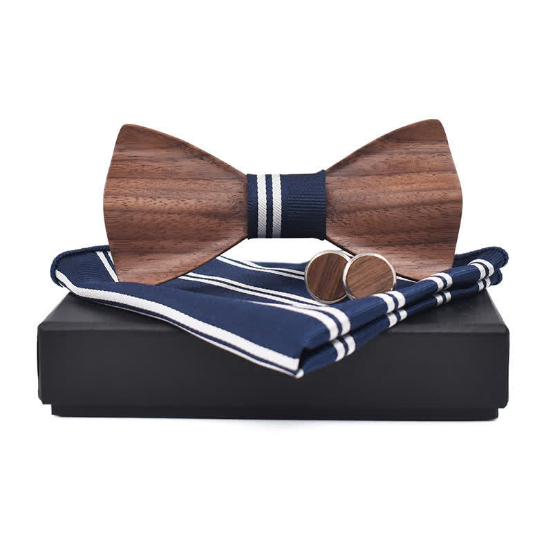 Juego de 3 pajaritas de madera de nogal negro para hombre