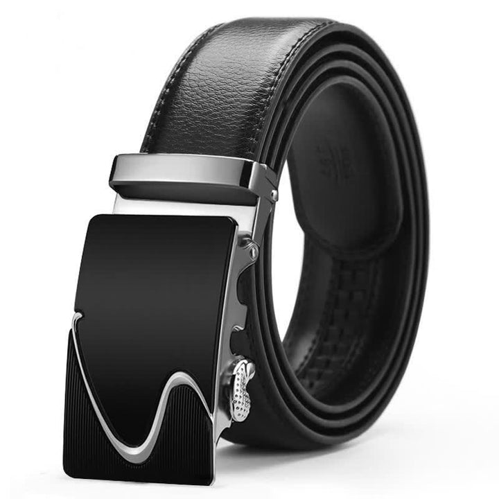 Cinturón de cuero con hebilla automática y relieve de lujo para hombre
