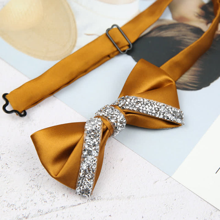 Pajarita de boda con brillantes diamantes de imitación para hombre