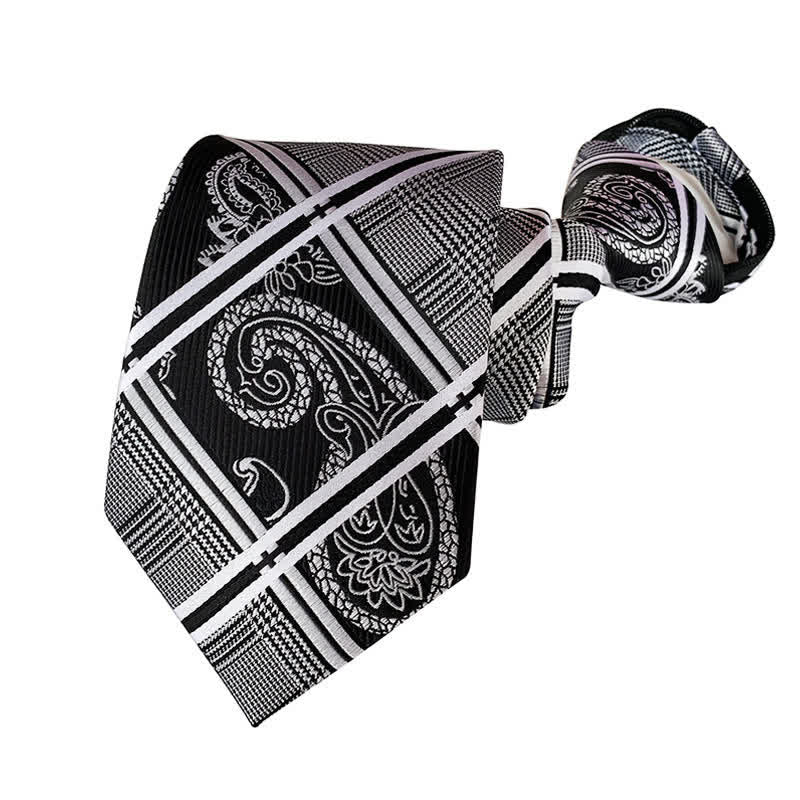 Corbata de cuadros con cremallera y diseño de rombos para hombre