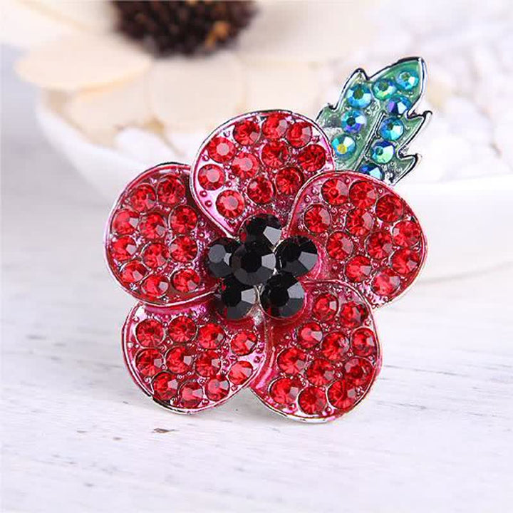 Broche de amapola roja espléndido para mujer