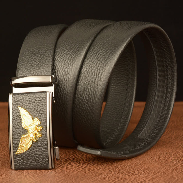 Cinturón de cuero con hebilla automática para hombre, estilo ejecutivo, con águila y halcón