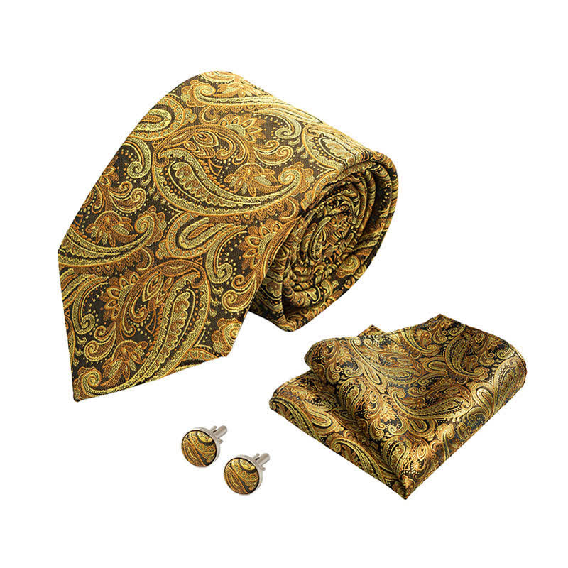 Conjunto de 3 corbatas clásicas con estampado floral de cachemira para hombre
