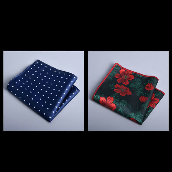 Caja de regalo con 8 pajaritas de moda con hojas de color verde bosque y rojo y flores