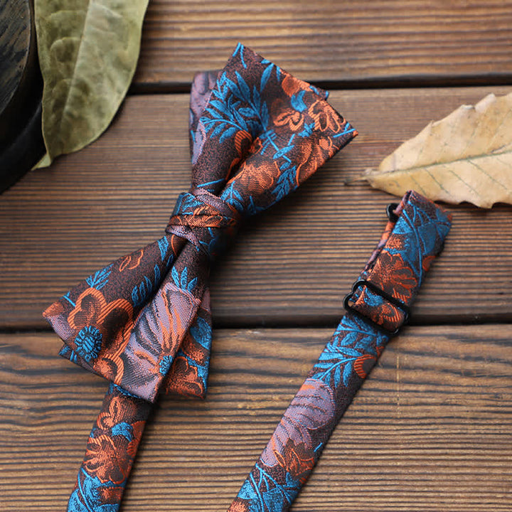Pajarita floral con rayas británicas para hombre