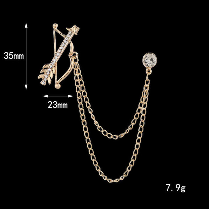 Broche de cadena con flecha de Cupido para hombre