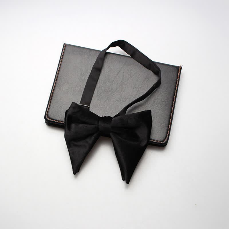 Pajarita de boda de terciopelo de gran tamaño y punta para hombre