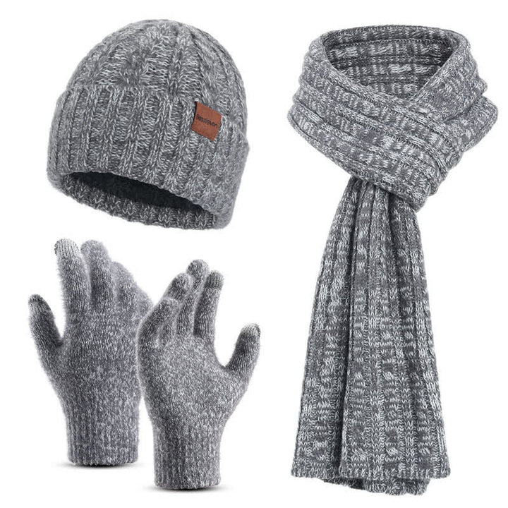 Conjunto de 3 guantes unisex elegantes con bufanda larga y pantalla táctil