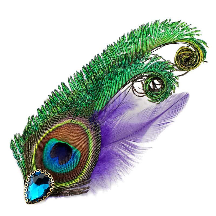 Broche de plumas de pavo real con diamantes de imitación