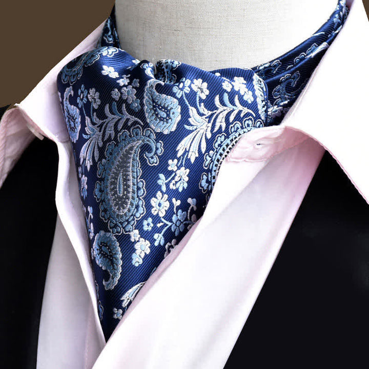 Corbata de cachemira con estampado floral Ascot para caballeros de DarkBlue Leisure Prom
