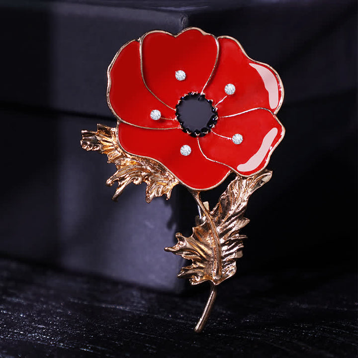 Broche de amapola con pintura al óleo vintage para mujer