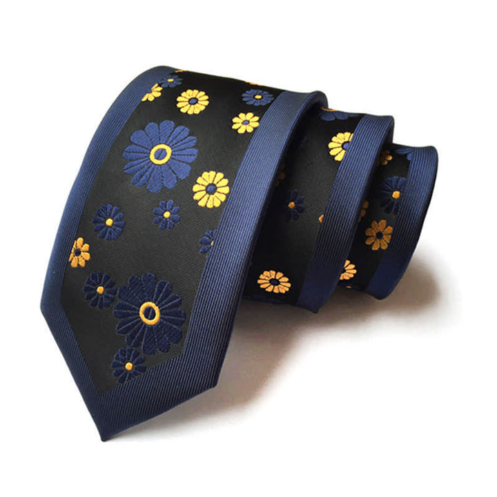 Corbata estrecha con estampado floral de margaritas para hombre
