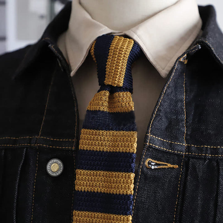 Corbata de punto con rayas horizontales de otoño para hombre