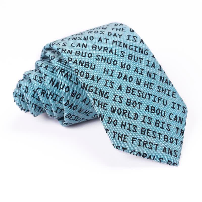 Corbata informal creativa con letras en inglés para hombre
