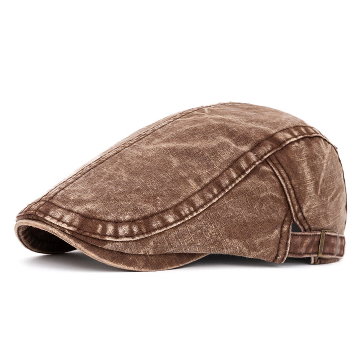 Boina de algodón puro estilo británico lavado para primavera y verano - Café - Ajustable (22"-24") - image 12