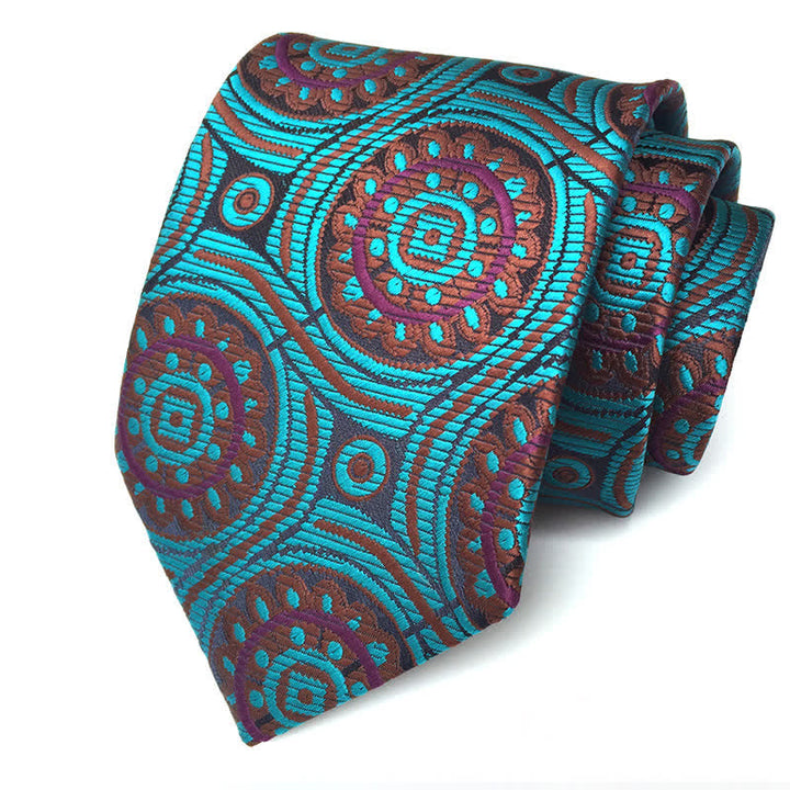 Corbata con medallón geométrico real y flores para hombre