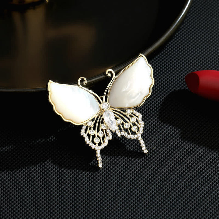 Broche de mariposa de concha natural para mujer
