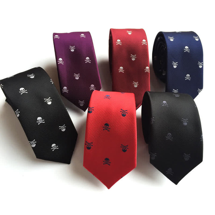 Corbata de hombre con huesos cruzados y esqueleto de Halloween 