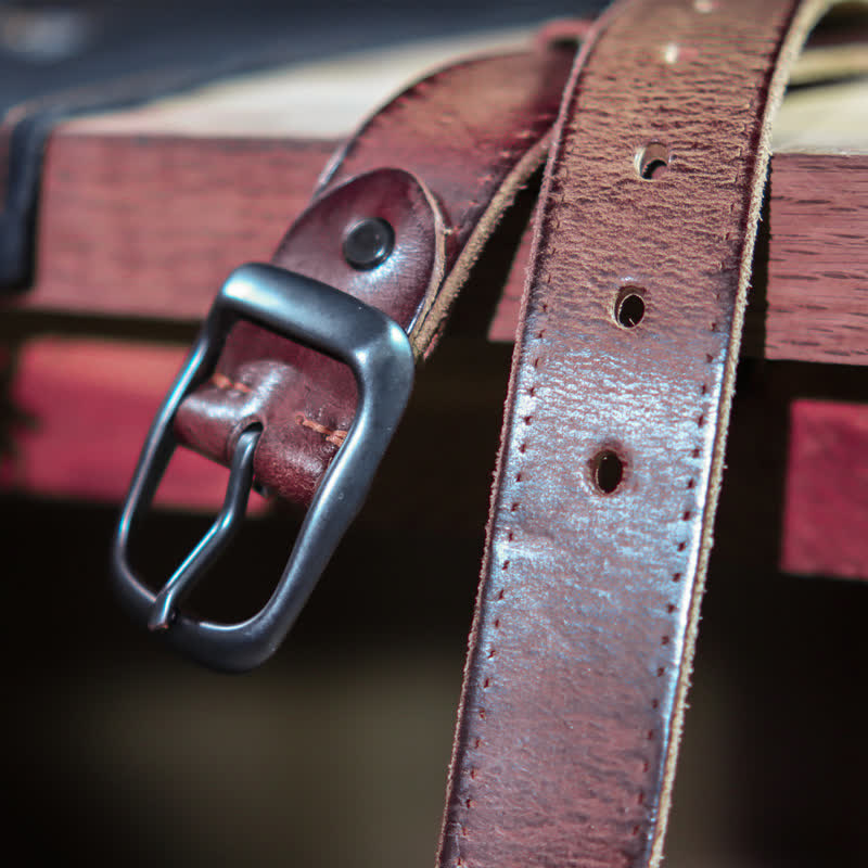 Cinturón de cuero desgastado estilo western para hombre