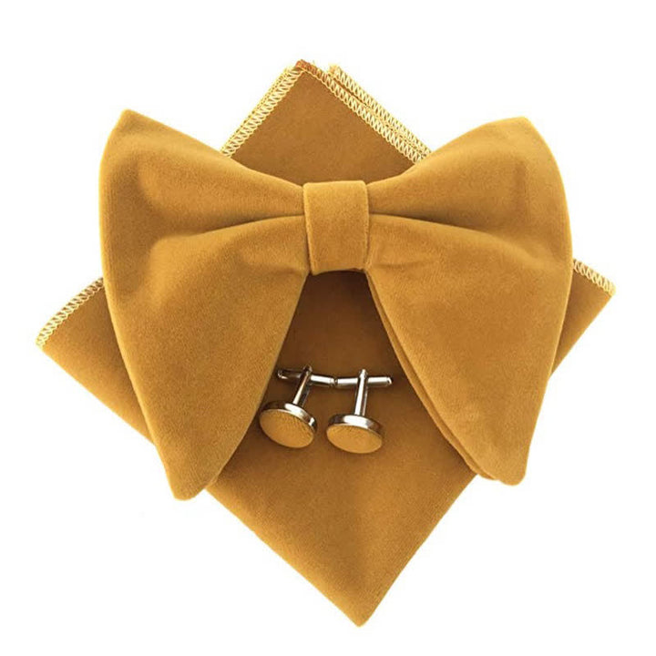 Conjunto de 3 pajaritas de terciopelo de gran tamaño con punta para hombre