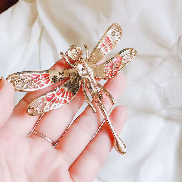 Broche de diamantes de imitación con forma de libélula de lujo para mujer