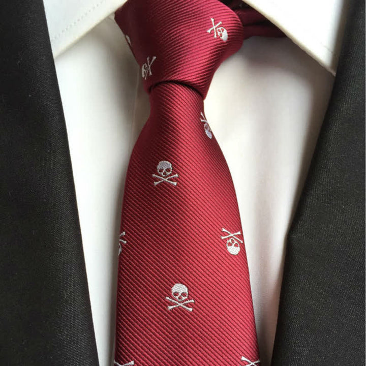 Corbata de hombre con huesos cruzados y esqueleto de Halloween 