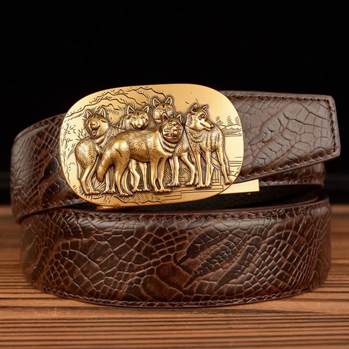 Cinturón de piel con estampado de cocodrilo de la marca Pack of Wolves para hombre