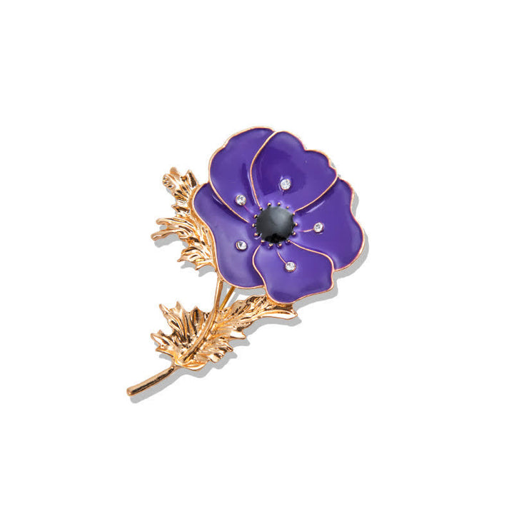 Broche de amapola con pintura al óleo vintage para mujer