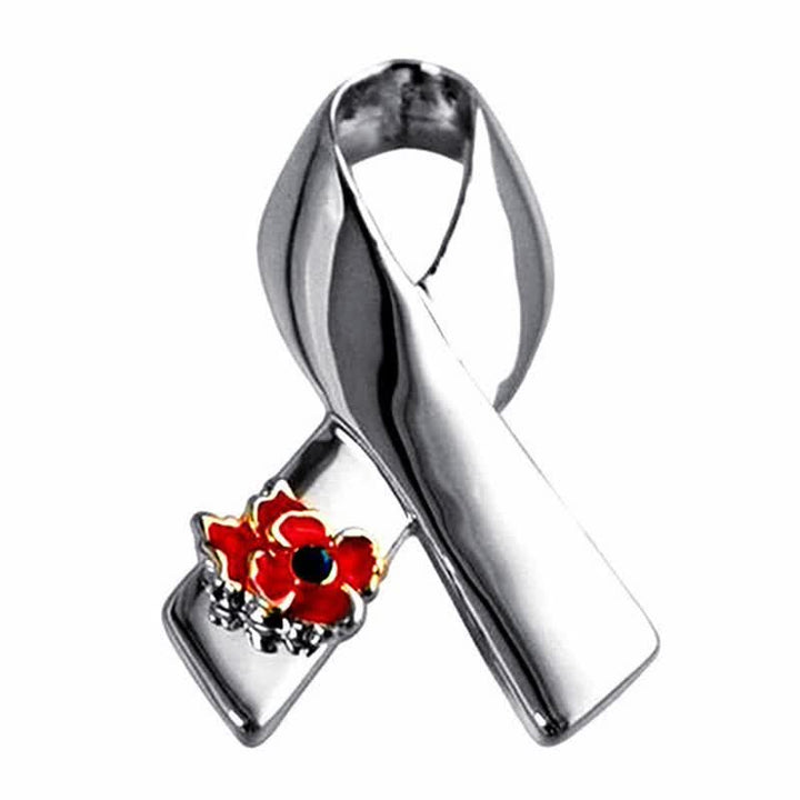 Broche unisex con forma de amapola con lazo para concienciar sobre enfermedades