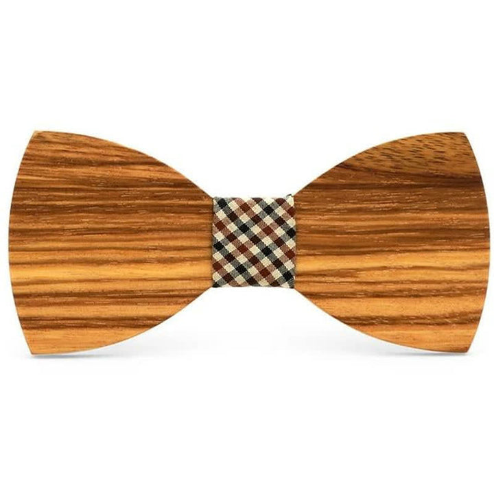 Pajarita de madera con vetas de madera natural para hombre