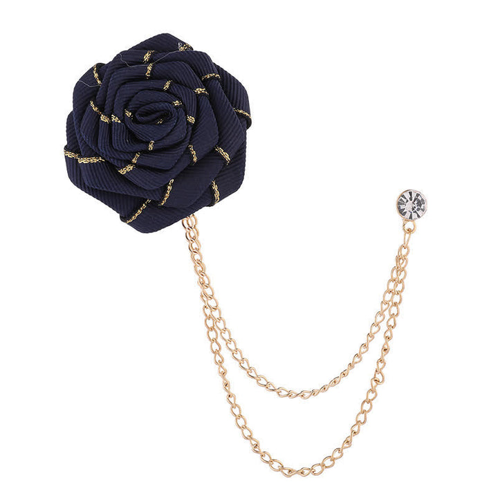 Broche con cadena de rosas y flores para hombre