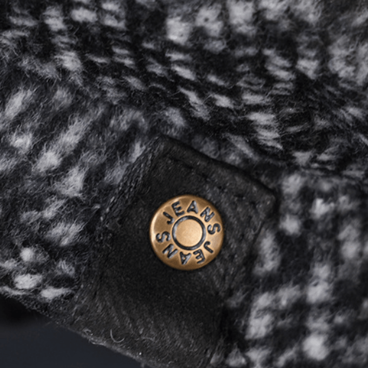Boina octogonal de tweed con motas negras para repartidor de periódicos