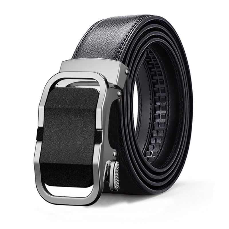 Cinturón de cuero con hebilla automática y relieve de lujo para hombre