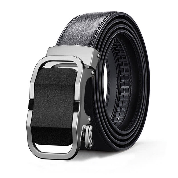 Cinturón de cuero con hebilla automática y relieve de lujo para hombre
