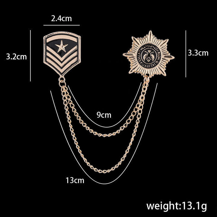 Broche con medalla de estrella y borla británica para hombre