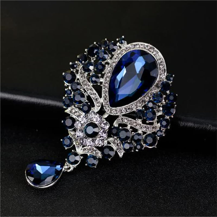 Broche de cristal transparente con forma de flor y gota de agua para mujer.