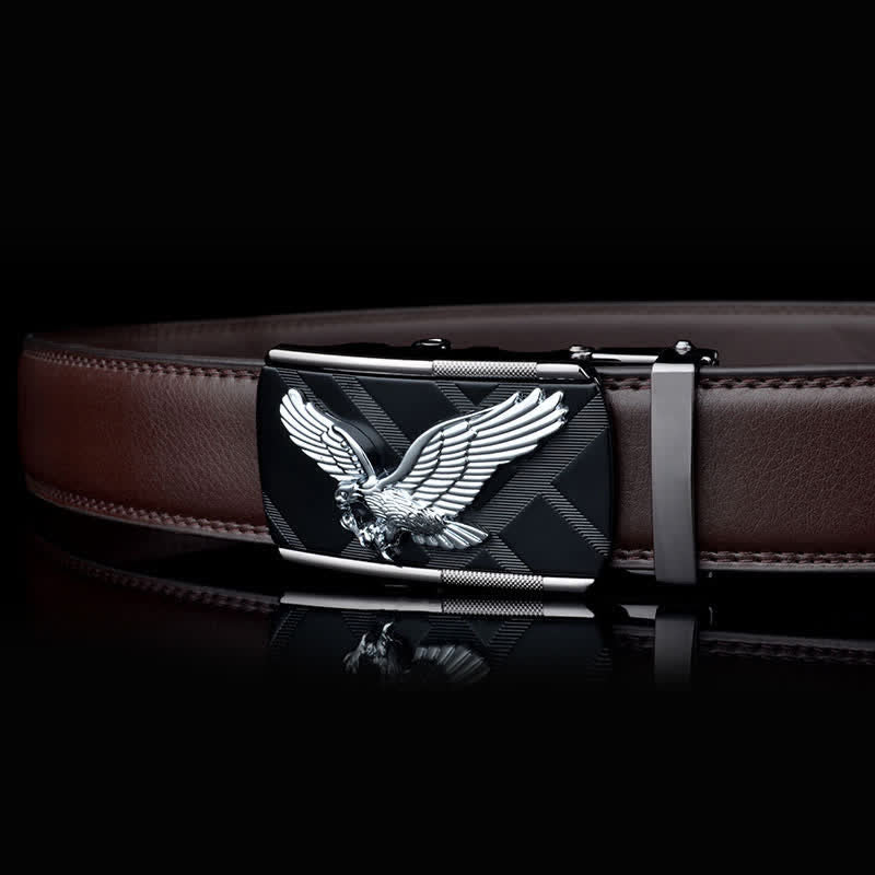 Cinturón de cuero con hebilla automática con diseño de águila animal para hombre