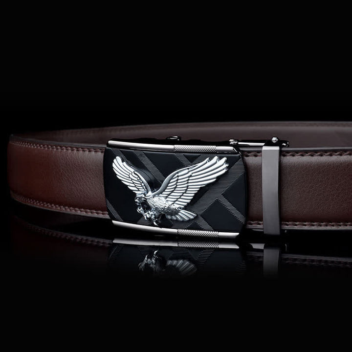 Cinturón de cuero con hebilla automática con diseño de águila animal para hombre