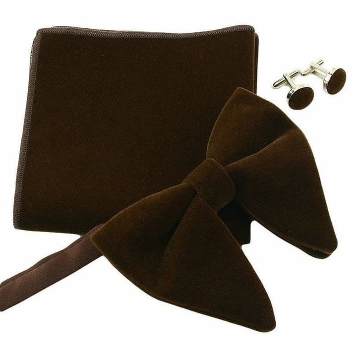 Conjunto de 3 pajaritas de terciopelo de gran tamaño con punta para hombre