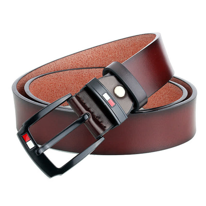 Cinturón de cuero con hebilla negra retro para hombre