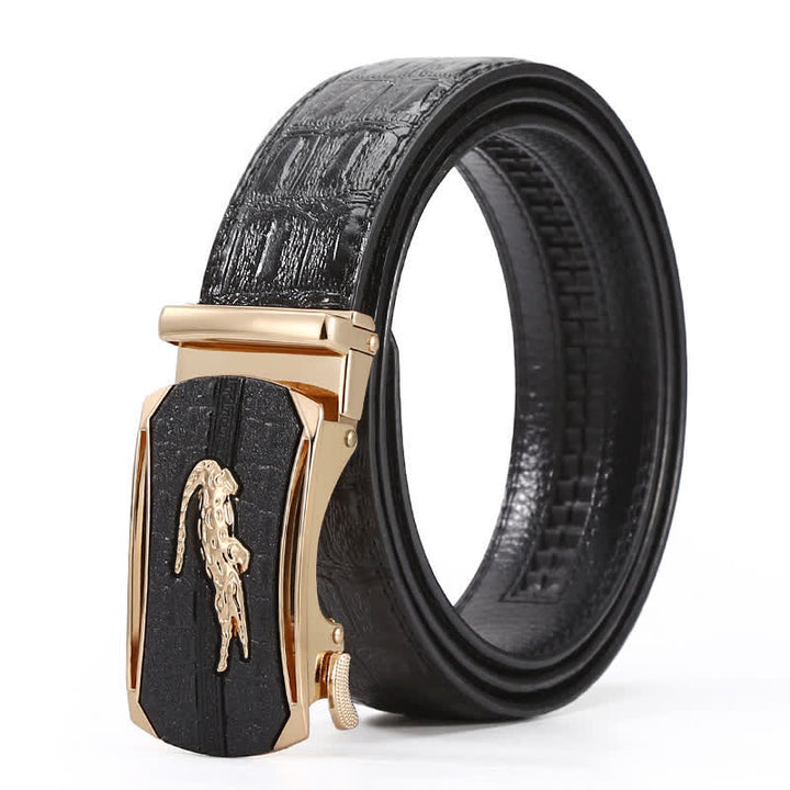 Cinturón de piel con hebilla en relieve de cocodrilo para hombre
